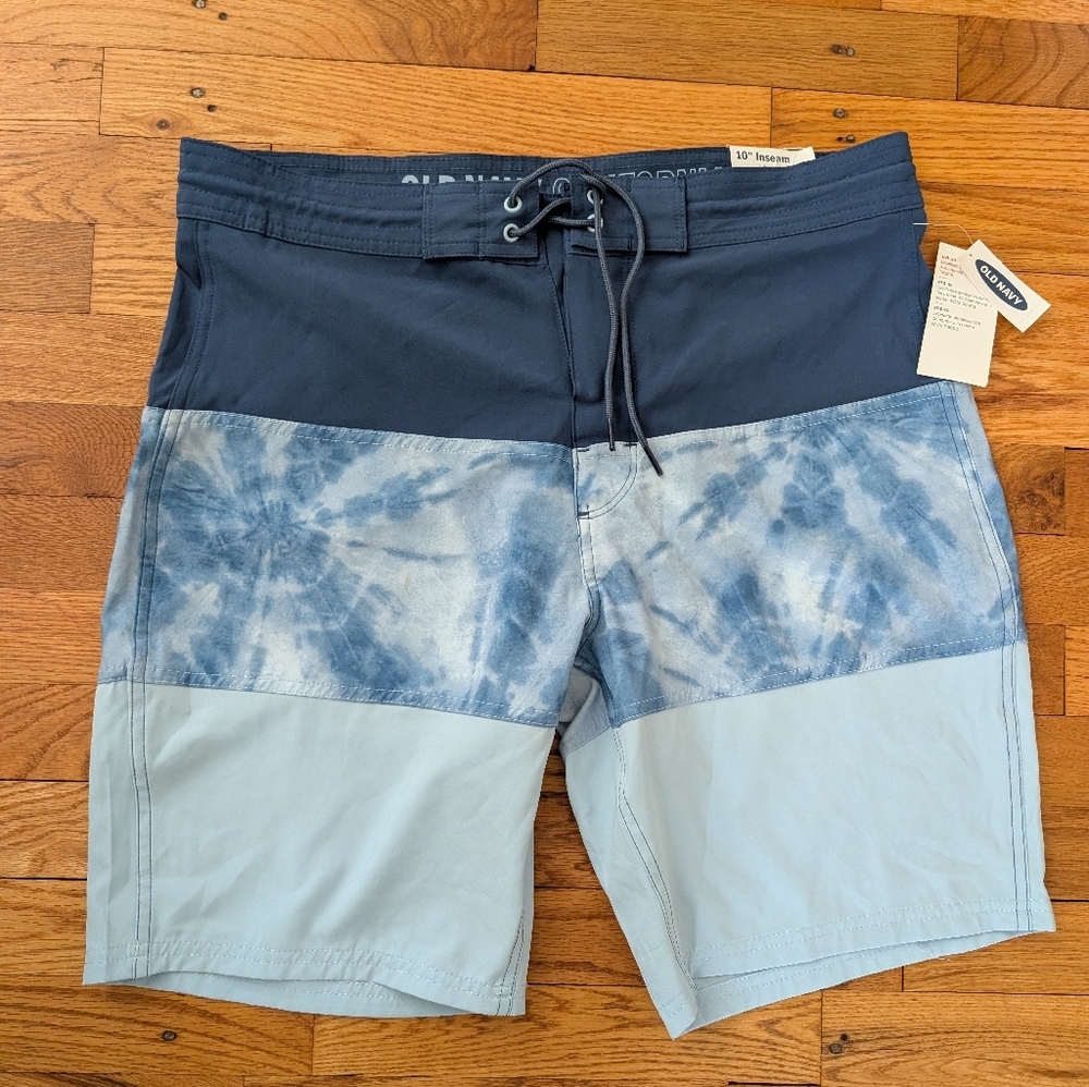 NWT Old Navy Men's Tie-Dye Blue Board Swim Shorts
